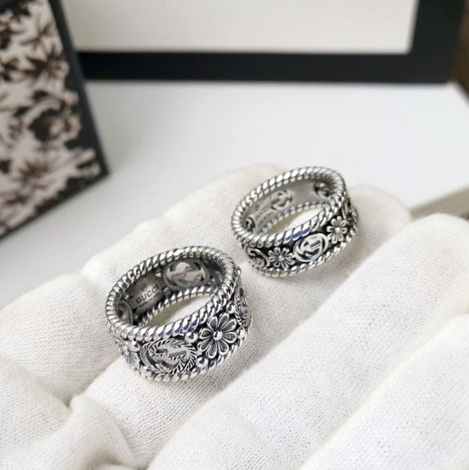 Double Gucci Interlocking Gucci Flowers Ring
